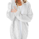 Cable-Knit Open Front Long Sleeve Cardigan