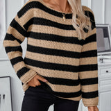 Striped Dropped Shoulder Long Sleeve Sweater