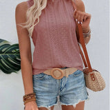 Eyelet Round Neck Tank