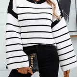 Striped Round Neck Long Sleeve Sweater