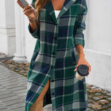 Devine Plaid Long Sleeve Hooded Coat