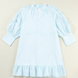 Ruffled Striped Notched Mini Dress