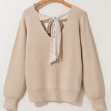 Tied V-Neck Long Sleeve Sweater