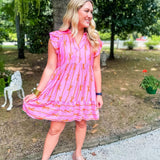 Nautical Noir Dress - Bubble Pink