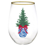 Mary Square | Chinoiserie Tree Stemless Wine Glass - Final Sale
