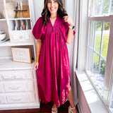 Harvest Mood Midi Dress- Plum