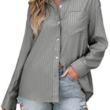 Striped Button Up Long Sleeve Shirt