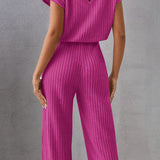 Round Neck Short Sleeve Jumpsuit