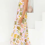 Cutout Printed Square Neck Maxi Cami Dress