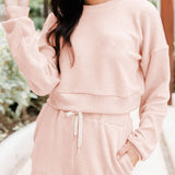 Ribbed Round Neck Long Sleeve Top and Shorts Set