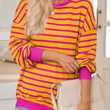 Lovelet Striped Contrast Long Sleeve Sweatshirt