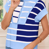 Striped Half Zip Sweater Vest