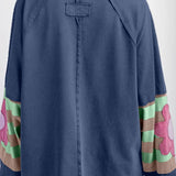 Flower Patch Round Neck Balloon Sleeve Top