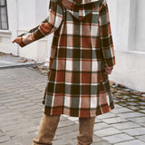 Devine Plaid Long Sleeve Hooded Coat