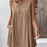 Ivy Lane Ruched V-Neck Sleeveless Mini Dress