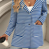 Devine Striped Long Sleeve Hooded Outerwear