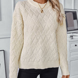 Round Neck Long Sleeve Woven Sweater