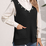 Slit V-Neck Sweater Vest