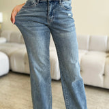 Judy Blue Full Size High Waist Distressed Straight Jeans