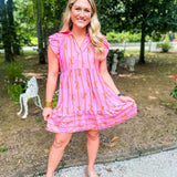 Nautical Noir Dress - Bubble Pink