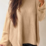 Side Slit Round Neck Long Sleeve Sweater