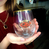Stemless Football Wine Glass - Red/Black
