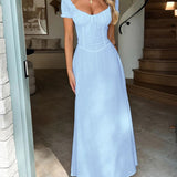 Devine Sweetheart Neck Short Sleeve Maxi Dress