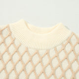 Diamond Pattern Mock Neck Long Sleeve Sweater