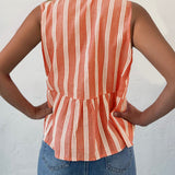 Tied Striped Round Neck Tank