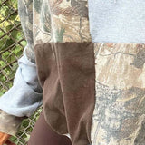 Full Size Drawstring Patchwork Long Sleeve Hoodie