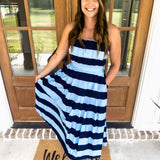 Center Of Attention Midi Dress - Blue