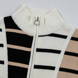 Striped Half Zip Sweater Vest