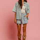 BiBi Rope Belt Leopard Shorts