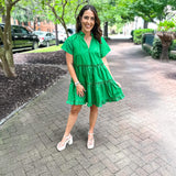 Pallas Poplin Tiered Mini- Kelly Green