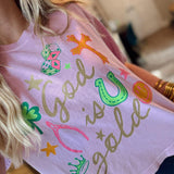 God is Gold Crop Tee - Pink