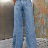 Distressed Wide Leg Jeans with Pockets