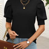 Mandy Mock Neck Puff Sleeve Sweater