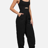 Cutout Scoop Neck Wide Strap Jumpsuit