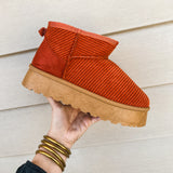 Yarroh Corduroy Mini Boot - Orange