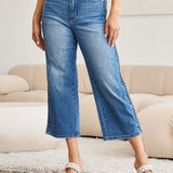 Judy Blue Full Size Braid Side Detail Wide Leg Jeans