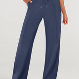 Full Size Round Neck Top and Drawstring Pants Set