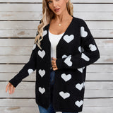 Angel Wings Heart Open Front Long Sleeve Cardigan