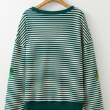 Stripe Lucky Clover Drop Shoulder Sweatshirt