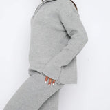 Quarter Zip Long Sleeve Top and Pants Set