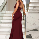 Rhinestone One-Shoulder Formal Dress