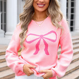 Bow Round Neck Long Sleeve Sweater