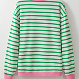 Striped Lucky Clover Long Sleeve Sweatshirt