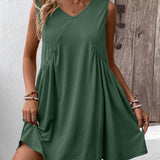 Ivy Lane Ruched V-Neck Sleeveless Mini Dress