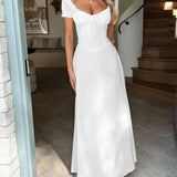 Devine Sweetheart Neck Short Sleeve Maxi Dress