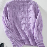 Cable Knit Mock Neck Long Sleeve Sweater